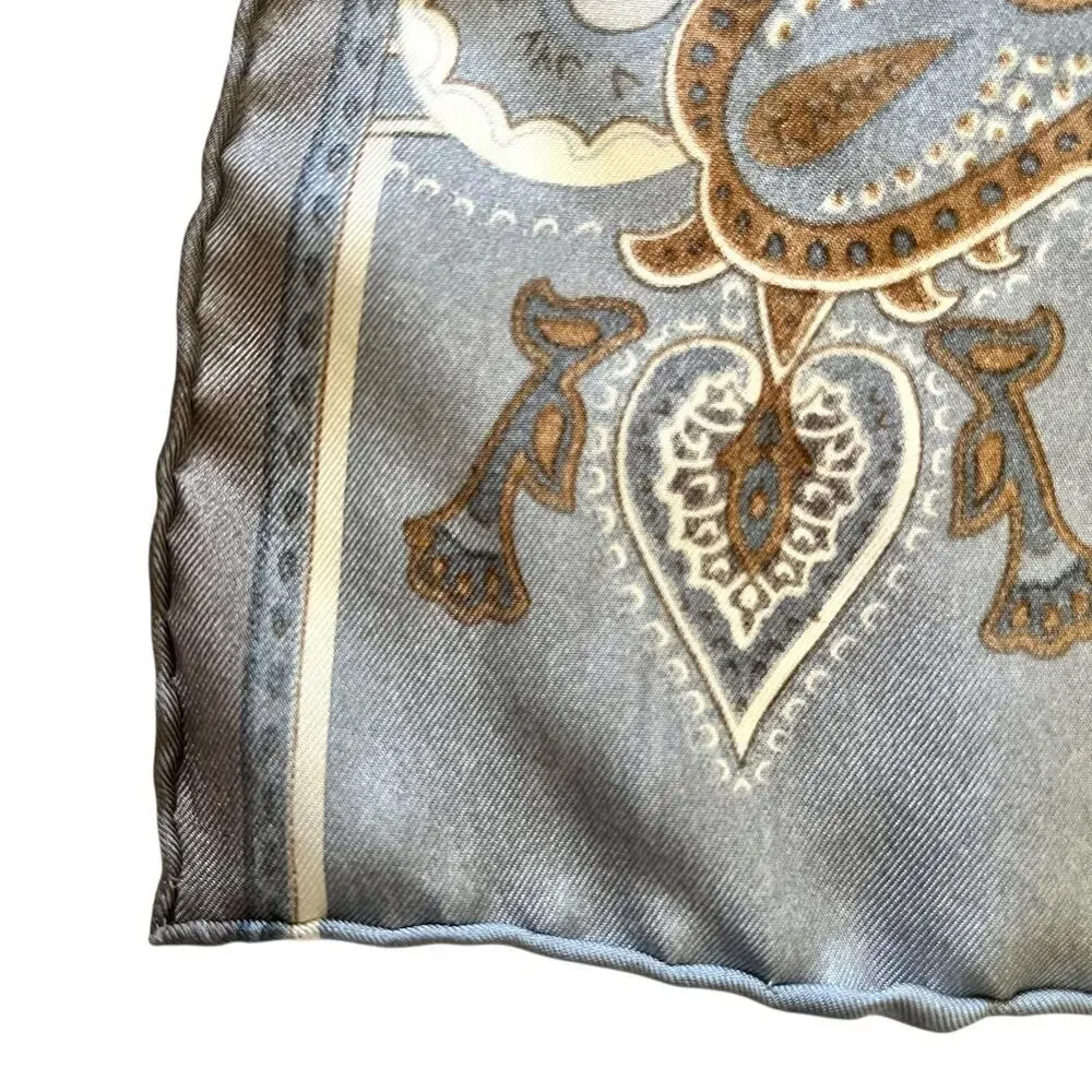 Vintage Basler Paisley Blue Print Long Silk Twill Scarf